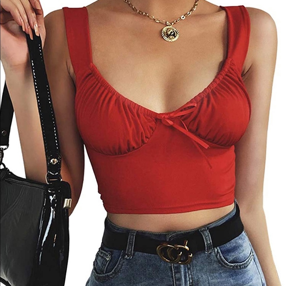 Red crop tank